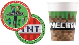 zestaw-talerzyki-kubeczki-minecraft-papierowe-piksele-tnt-na-urodziny-16szt
