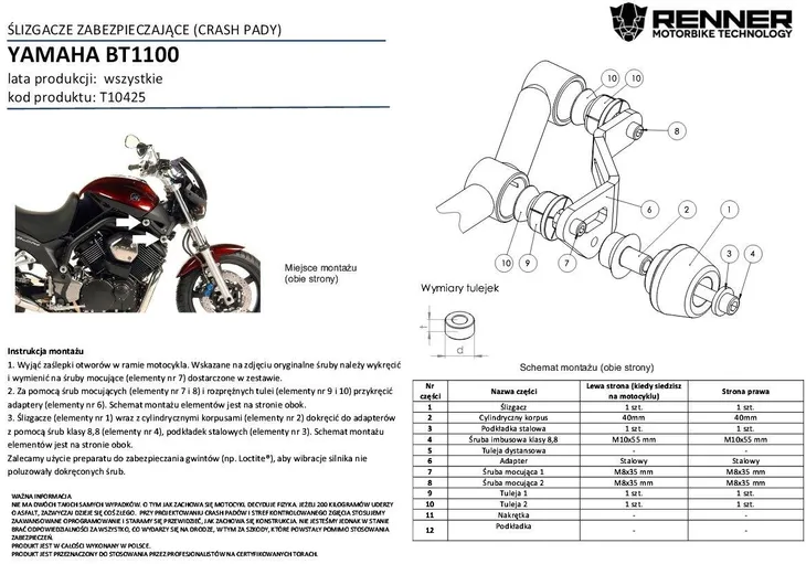 renner-crash-pady-yamaha-bt-1100-numer-katalogowy-producenta-590437840620
