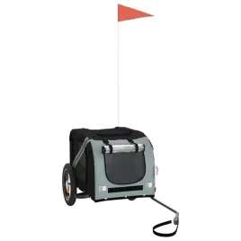 przyczepka-rowerowa-dla-psa-szaro-czarna-tkanina-oxford