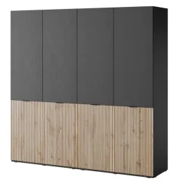 czarna-szafa-ryflowana-4-drzwiowa-z-drazkiem-i-polkami-sandbox-sento-200-cm