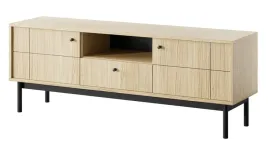 szafka-rtv-panadi-154-cm-kolorze-dab-line-wysokie-czarne-drewniane-nogi