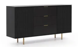 komoda-nubia-k2d3sz-w-kolorze-czarnym-150-cm-na-metalowych-zlotych-nozkach