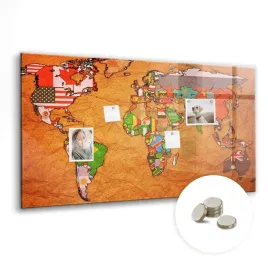 tablica-magnetyczna-do-domu-do-pracy-wymiar-120x60-cm-mapa-swiata-z-flagami