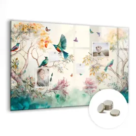 kreatywna-tablica-magnetyczna-magnesy-wymiar-90x60-cm-kwiaty-ptaki-natura