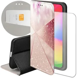 etui-z-klapka-do-iphone-15-plus-wzory-rozowe-zloto-roz-futeral-pokrowiec