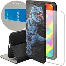etui-z-klapka-do-iphone-15-wzory-dinozaury-reptilia-prehistoryczne-futeral
