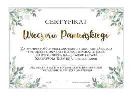 certyfikat-na-wieczor-panienski-liscie-zloty