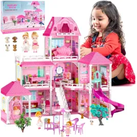 duzy-domek-dla-lalek-villa-rozkladany-rozowy-mebelki-figurki-pieski