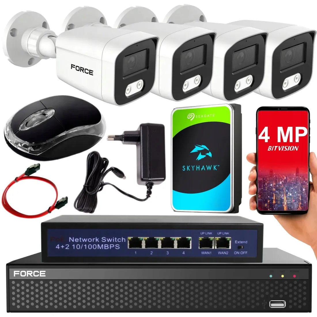 force-zestaw-monitoringu-4x-kamera-ip-4mpx-2k-dysk-1tb-switch-poe
