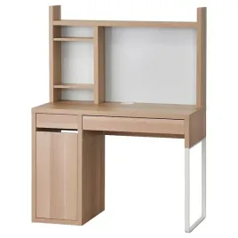 ikea-micke-biurko-z-nadstawka-dab-bejcowany-na-bialo-105x50-cm