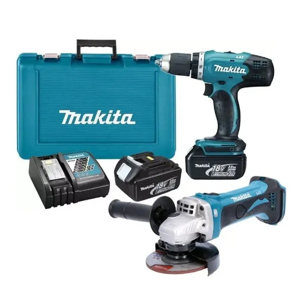 ZESTAW 18V WKRĘTARKA SZLIFIERKA KĄTOWA 2x3,0Ah MAKITA DDF453RFE/DGA452Z
