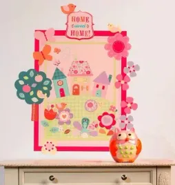 naklejki-dom-home-sweet-home-domek-kwiatki-drzewka
