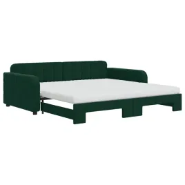 sofa-lozko-rozkladana-z-materacami-ciemnozielona
