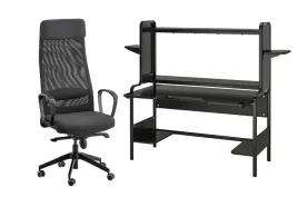 fredde-biurko-gamingowe-czarny-markus-krzeslo-biurowe-vissle-ciemnoszary