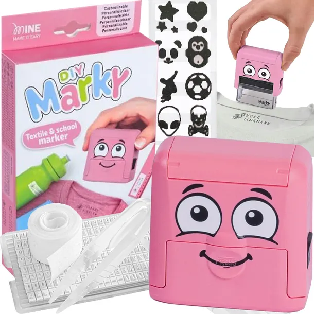 Pieczątka drukarenka do ubrań COLOP MY MARKY DIY 20 różowa imię wyprawka