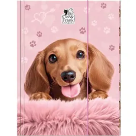 teczka-szkolna-z-gumka-a4-derform-pies-jamnik-roz-pastel