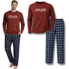 elegancka-pizama-meska-100percent-bawelna-dluga-przewiewna-spodnie-w-krate-m