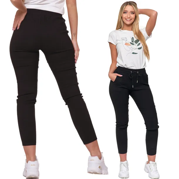 Spodnie Joggery Damskie Elastyczne z Wiązaniem Eleganckie MORAJ 2XL/3XL