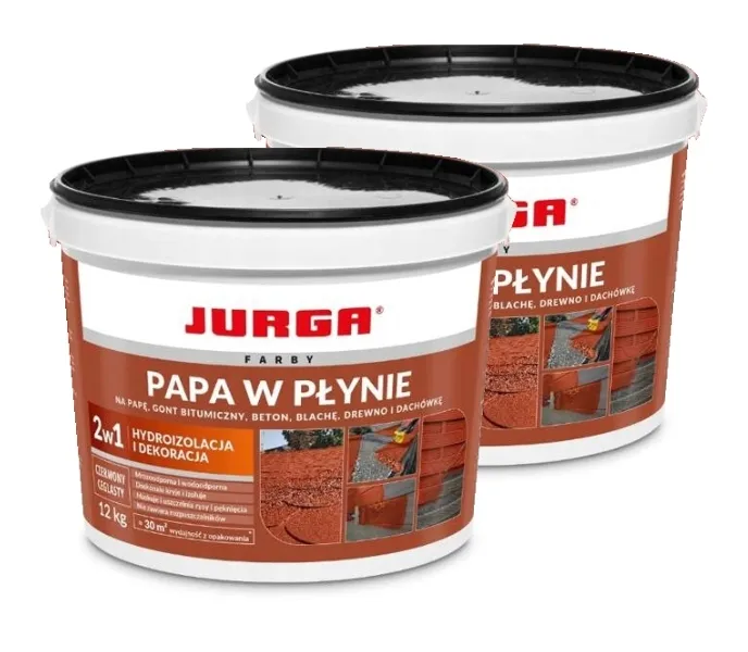 2xPapa w płynie uszczelni dekarski farba na dach płot JURGA 12 kg ceglasta