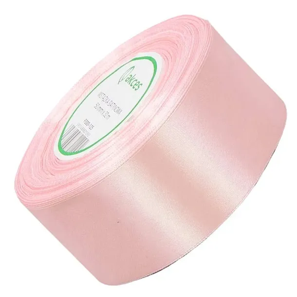 Wstążka satynowa 50mm 32mb pudrowa różowa Tasiemka do kokard i szycia
