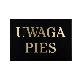 tablica-uwaga-pies-14x19cm-czarnaplexi-zloty-napis