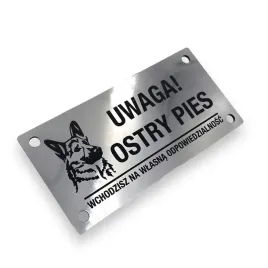 tabliczka-uwaga-ostry-pies-10x20cm-srebrny-laminat