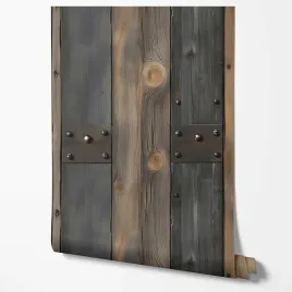 tapeta-na-sciane-drewno-deski-metal-brazowy-czarny-do-kuchni-sypialni