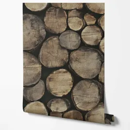 tapeta-na-sciane-imitacja-drewno-brazowy-klody-do-kuchni-salonu