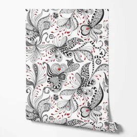 tapeta-na-sciane-czarne-linie-liscie-abstrakcja-sztuka-do-sypialni-pokoju