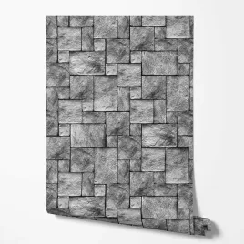 tapeta-na-sciane-dekoracyjna-sciana-szary-kamien-plytki-do-biura-salonu