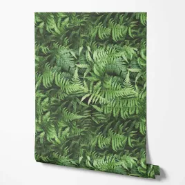 tapeta-na-sciane-zielone-liscie-paproci-do-kuchni-jadalni