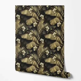 tapeta-na-sciane-nowoczesna-zlote-liscie-do-jadalni-biura-sypialni