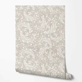 tapeta-na-sciane-biale-liscie-kontury-bezowe-tlo-do-pokoju-nastolatka