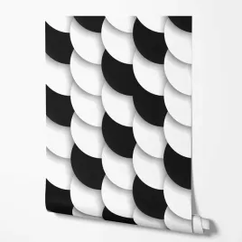 tapeta-na-sciane-geometria-czarno-biale-luski-abstrakcja-do-przedpokoju