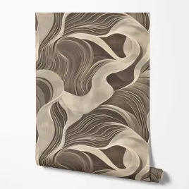 tapeta-na-sciane-abstrakcja-efekt-3d-faliste-linie-brazowy-bezowy-do-biura