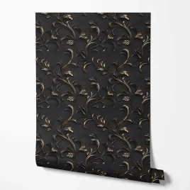 tapeta-na-sciane-ornamenty-zlote-czarne-tlo-do-przedpokoju-salonu-biura