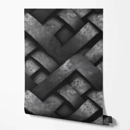 tapeta-na-sciane-imitacja-metalu-czarne-paski-geometria-efekt-3d-do-biura