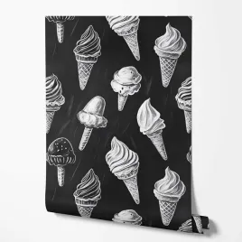 tapeta-na-sciane-czarno-biale-lody-czarne-tlo-do-restauracji-baru