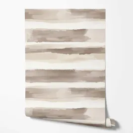 tapeta-na-sciane-paski-akwarelowe-bezowy-brazowy-bialy-do-salonu