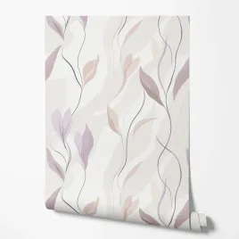 tapeta-na-sciane-malownicze-kwiaty-linie-bezowe-tlo-do-kuchni-salonu