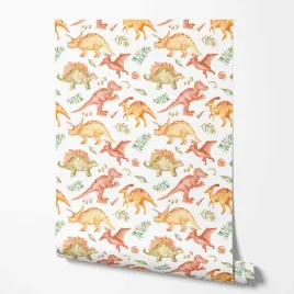 tapeta-na-sciane-dzieciece-dinozaury-liscie-do-pokoiku-dziecka