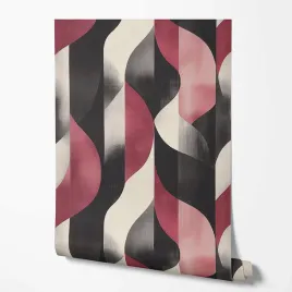 tapeta-na-sciane-abstrakcja-czerwone-czarne-fale-efekt-3d-do-sypialni