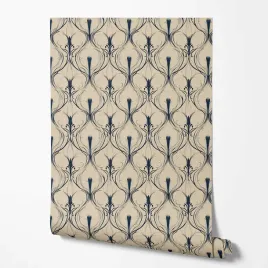 tapeta-na-sciane-ornamenty-czarne-linie-bezowe-tlo-do-jadalni-sypialni