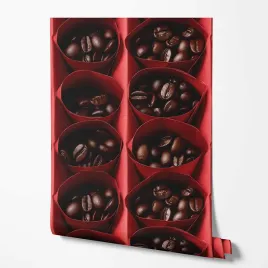 tapeta-na-sciane-ziarna-kawy-dekoracja-czerwony-do-restauracji-baru