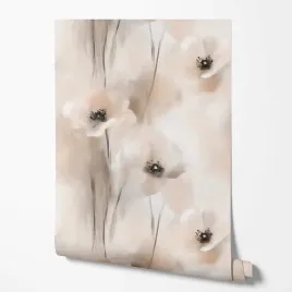tapeta-na-sciane-kwiaty-farba-akwarela-bezowy-ecru-do-salonu-sypialni