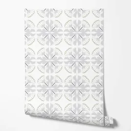 tapeta-na-sciane-kafelki-szare-kwiatki-stokrotki-do-kuchni-jadalni-pokoju