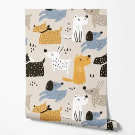 tapeta-na-sciane-dzieciece-pieski-bezowe-tlo-do-pokoju-dziecka-sypialni