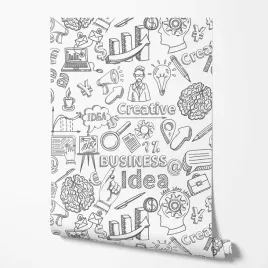 tapeta-na-sciane-biznes-ikony-czarno-biale-napisy-do-biura-salonu