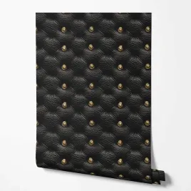 tapeta-na-sciane-imitacja-skora-pikowana-czarna-do-sypialni-salonu