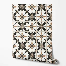 tapeta-na-sciane-imitacja-kafelki-ornamenty-czarne-brazowe-do-kuchni